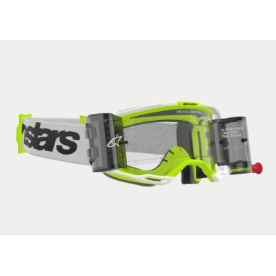 Masque Alpinestars Vision 8 Wordmark Roll Off Blanc Jaune Fluo ecran Clair 