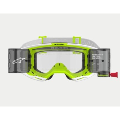 Masque Alpinestars Vision 8 Wordmark Roll Off Blanc Jaune Fluo ecran Clair 