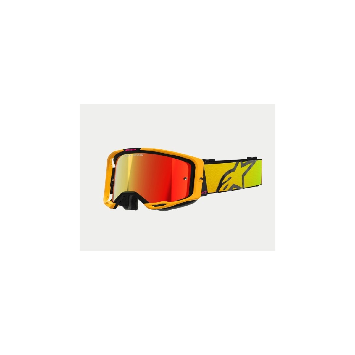 Masque Alpinestars Vision 8 Corp Jaune Rose ecran Rouge 
