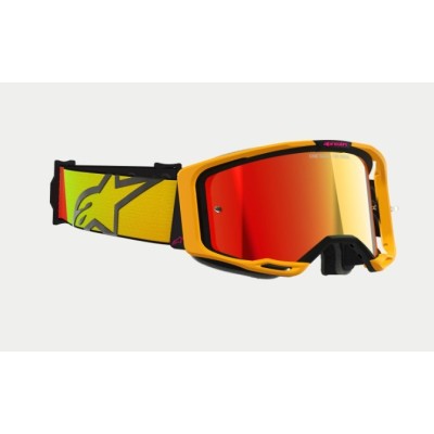 Masque Alpinestars Vision 8 Corp Jaune Rose ecran Rouge 