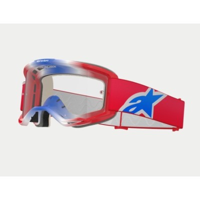 Masque Alpinestars Vision 5 Corp Rouge Blanc Bleu ecran Clair 