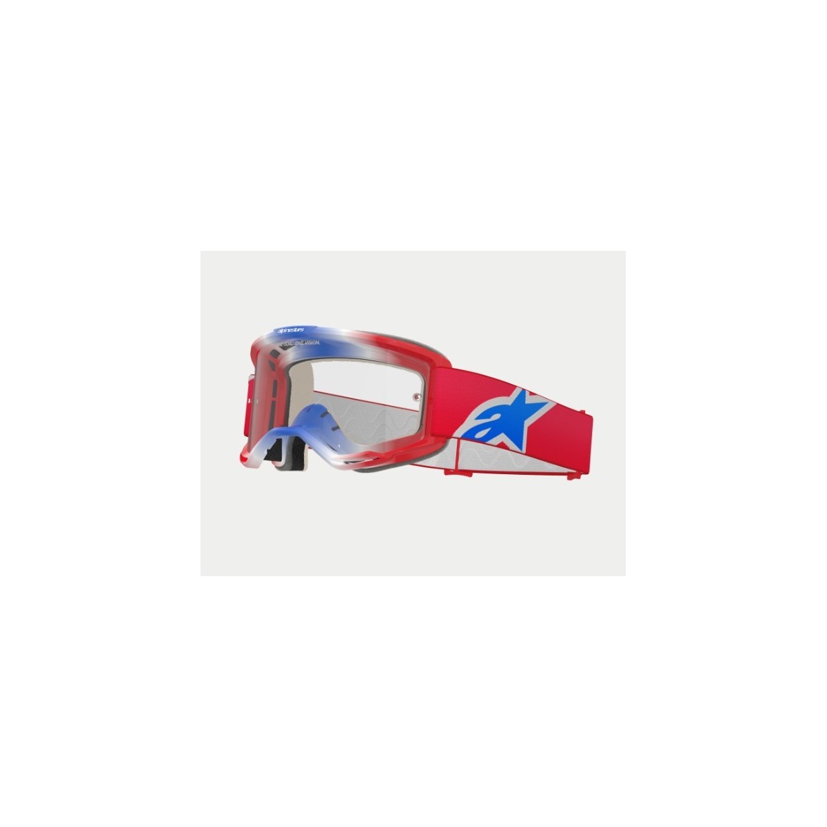 Masque Alpinestars Vision 5 Corp Rouge Blanc Bleu ecran Clair 