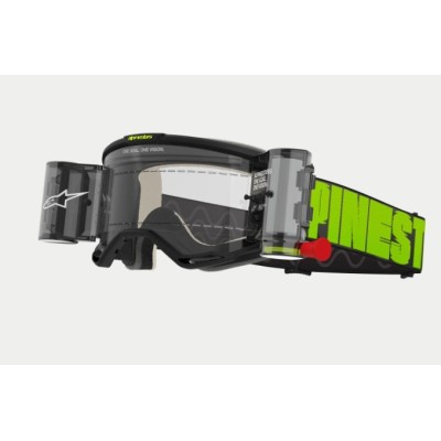 Masque Alpinestars Vision 5 Hollow Gris Jaune Fluo Roll Off ecran Clair 