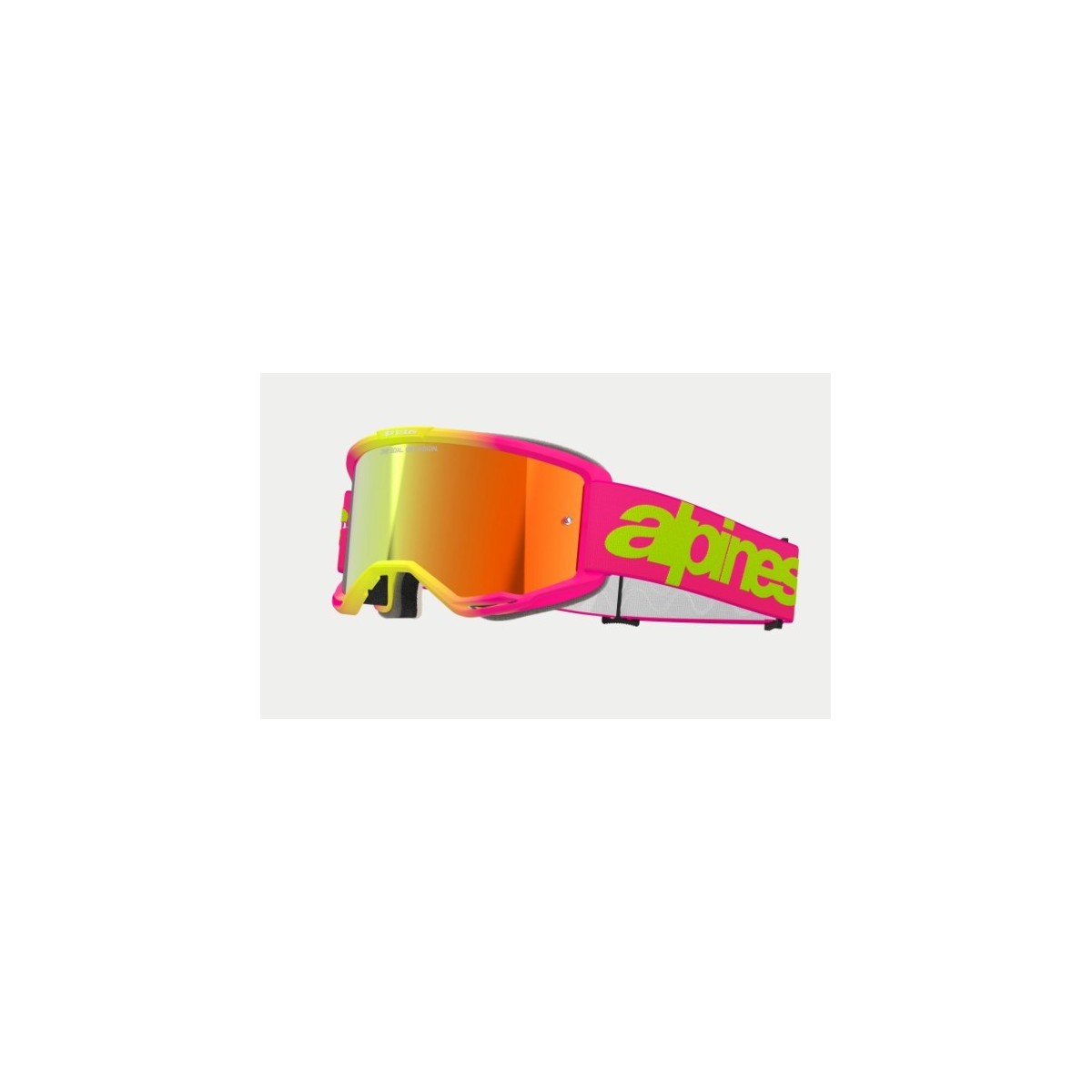 Masque Alpinestars Vision 5 Wordmark Rose Jaune Fluo ecran Rouge 