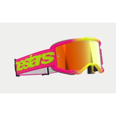 Masque Alpinestars Vision 5 Wordmark Rose Jaune Fluo ecran Rouge 