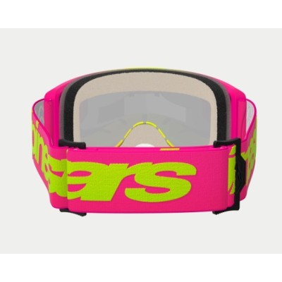 Masque Alpinestars Vision 5 Wordmark Rose Jaune Fluo ecran Rouge 