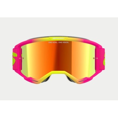 Masque Alpinestars Vision 5 Wordmark Rose Jaune Fluo ecran Rouge 