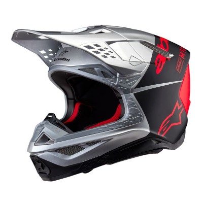 Casque Alpinestars Supertech M10 Flood Argent Noir Orange Fluo Matt & Brillant 