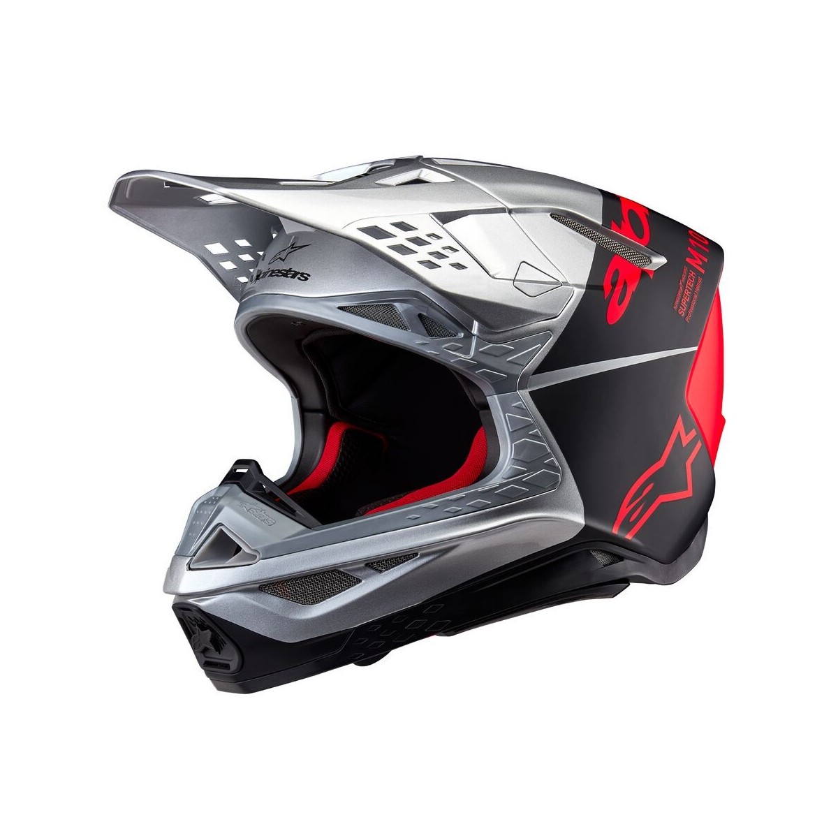 Casque Alpinestars Supertech M10 Flood Argent Noir Orange Fluo Matt & Brillant 