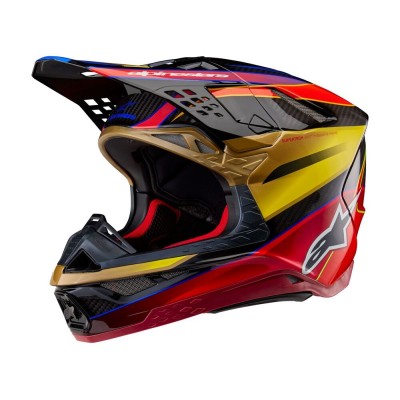 Casque Alpinestars Supertech M10 Era Or Jaune Rouge Brillant 