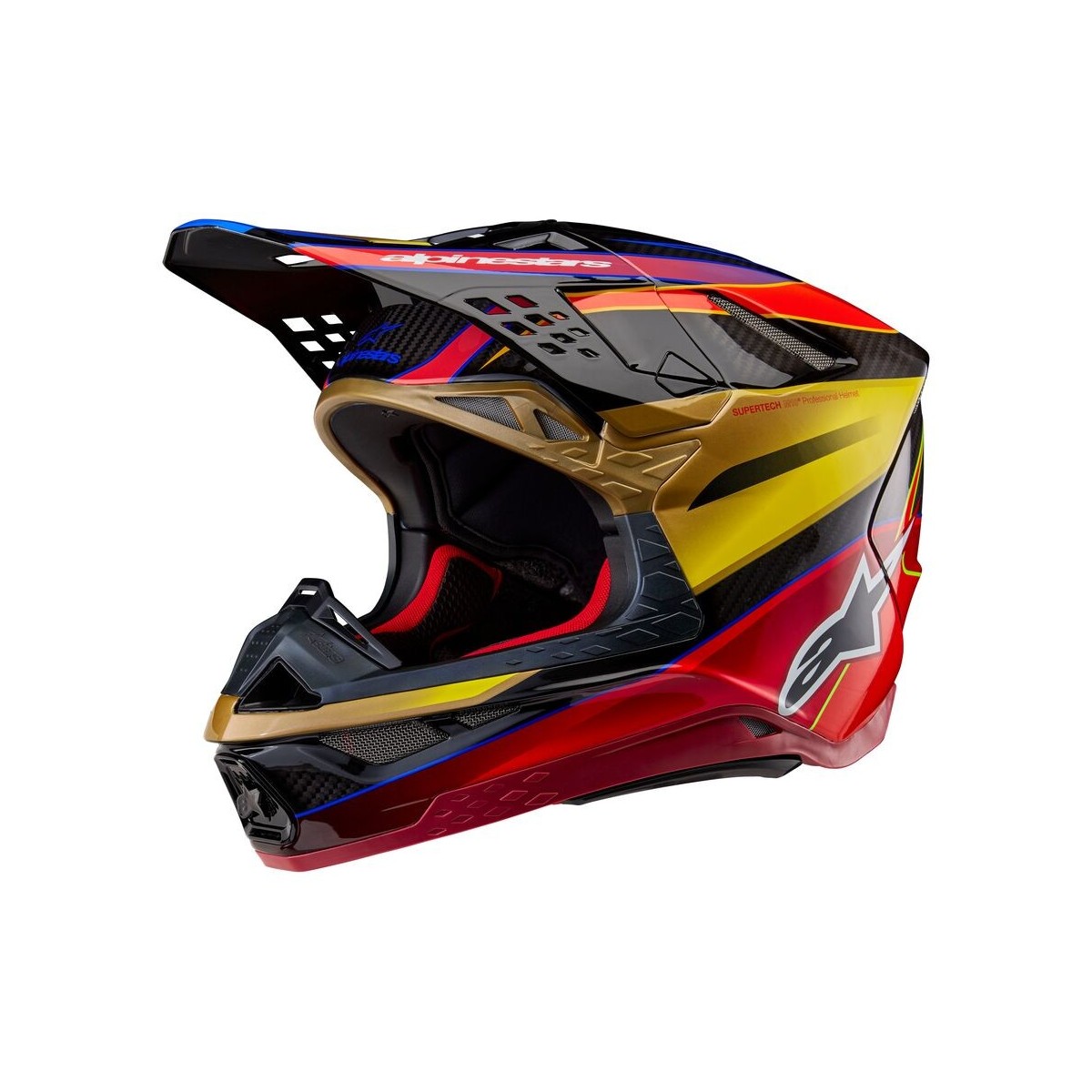 Casque Alpinestars Supertech M10 Era Or Jaune Rouge Brillant 
