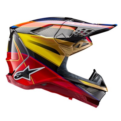 Casque Alpinestars Supertech M10 Era Or Jaune Rouge Brillant 