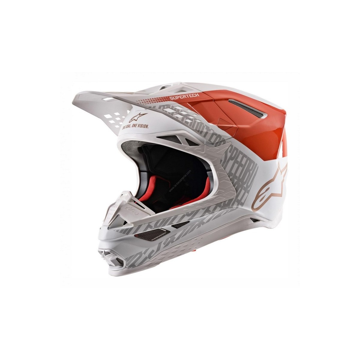 Casque Alpinestars Supertech M8 Triple Orange Blanc Or Matt Brillant 