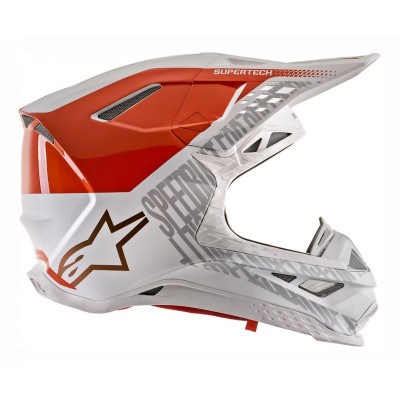 Casque Alpinestars Supertech M8 Triple Orange Blanc Or Matt Brillant 