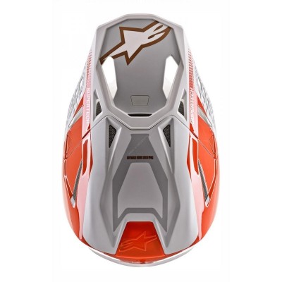 Casque Alpinestars Supertech M8 Triple Orange Blanc Or Matt Brillant 