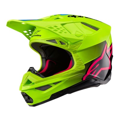 Casque Alpinestars Supertech M10 Unite Jaune Fluo Noir Diva Rose Brillant 