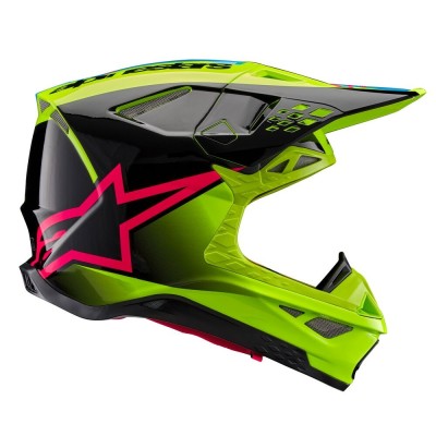 Casque Alpinestars Supertech M10 Unite Jaune Fluo Noir Diva Rose Brillant 
