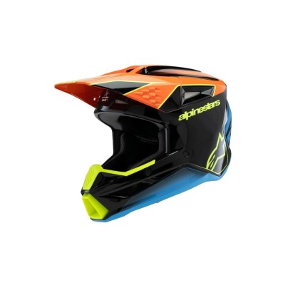 Casque enfant Alpinestars S-M3 Fray Noir Orange Jaune Fluo Brillant 