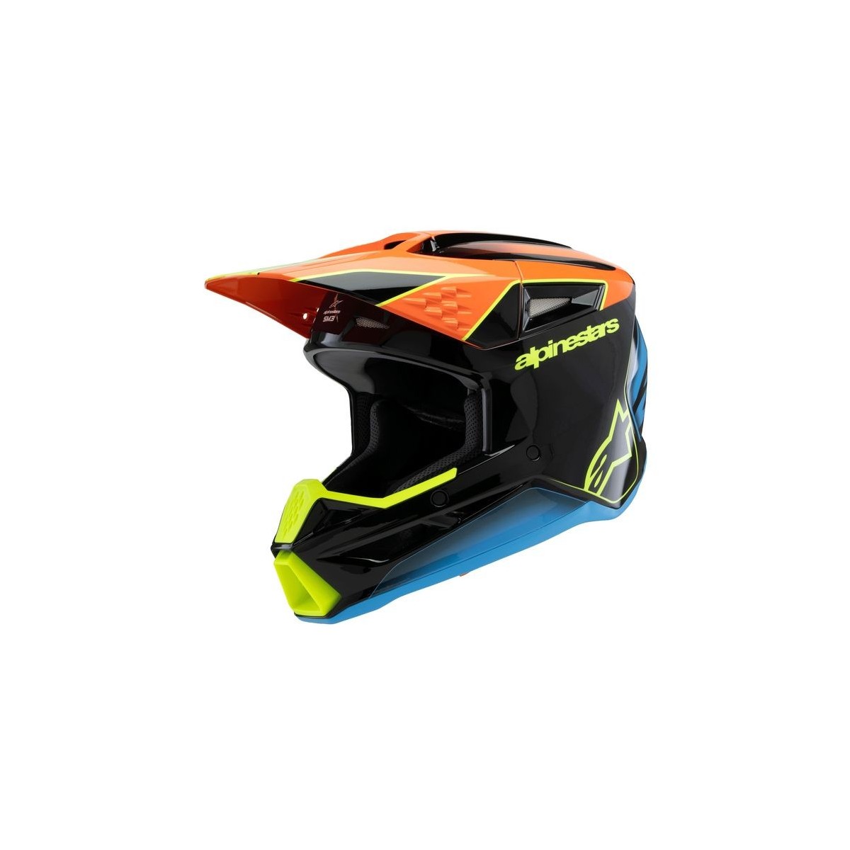 Casque enfant Alpinestars S-M3 Fray Noir Orange Jaune Fluo Brillant 