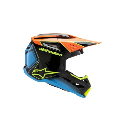 Casque enfant Alpinestars S-M3 Fray Noir Orange Jaune Fluo Brillant 