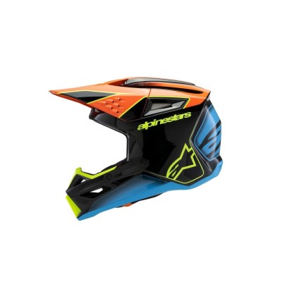 Casque enfant Alpinestars S-M3 Fray Noir Orange Jaune Fluo Brillant 