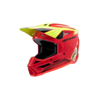 Casque enfant Alpinestars S-M3 Fray Rouge Jaune Fluo Noir Brillant 