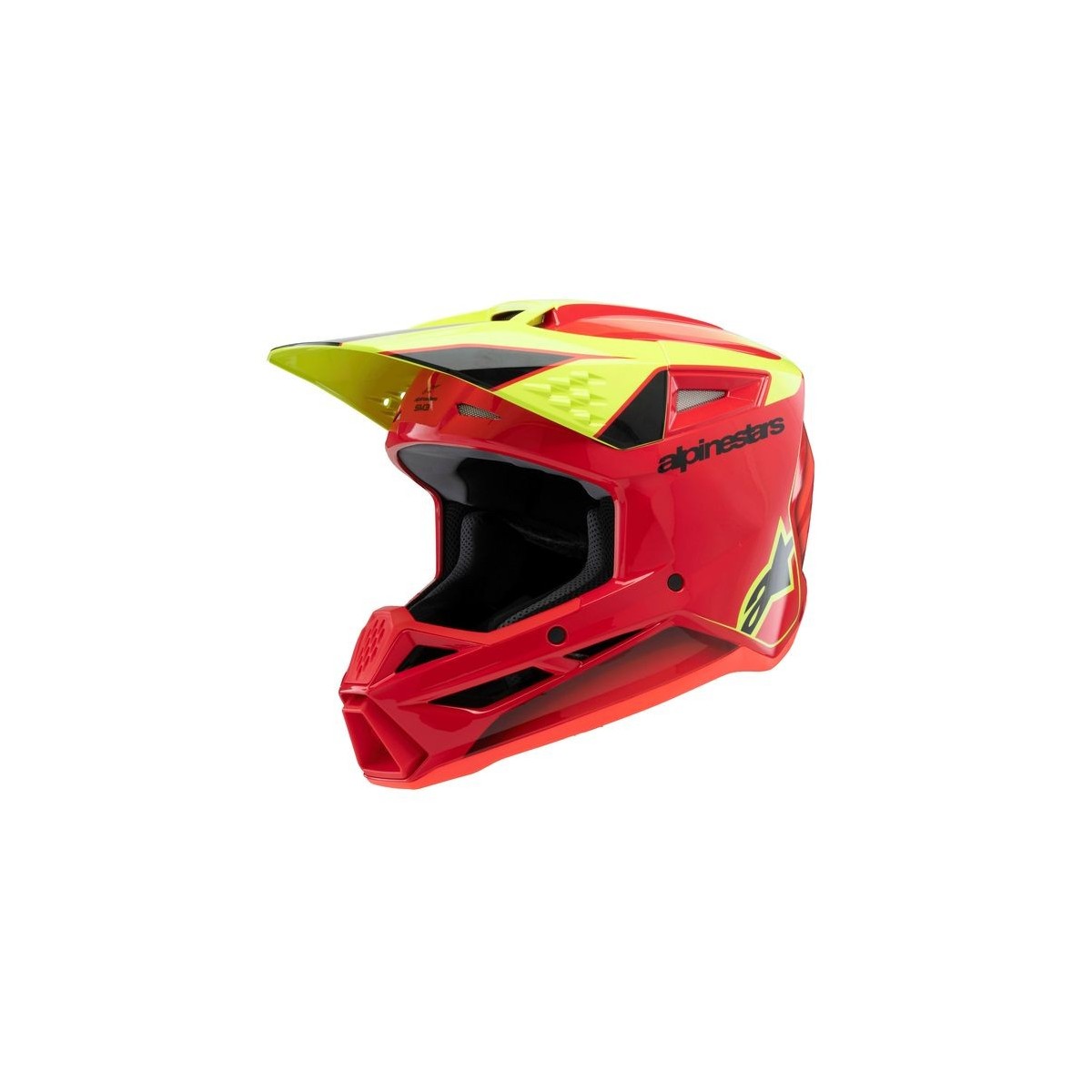 Casque enfant Alpinestars S-M3 Fray Rouge Jaune Fluo Noir Brillant 