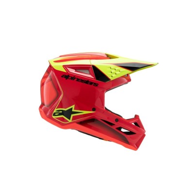 Casque enfant Alpinestars S-M3 Fray Rouge Jaune Fluo Noir Brillant 