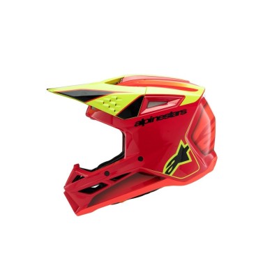 Casque enfant Alpinestars S-M3 Fray Rouge Jaune Fluo Noir Brillant 