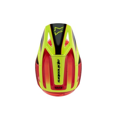 Casque enfant Alpinestars S-M3 Fray Rouge Jaune Fluo Noir Brillant 