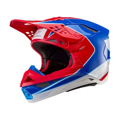 Casque Alpinestars Supertech M10 Aeon Rouge Vif Bleu Brillant 