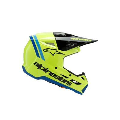 Casque enfant Alpinestars S-M3 Radium Jaune Fluo Noir Bleu Brillant 