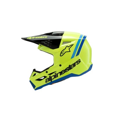Casque enfant Alpinestars S-M3 Radium Jaune Fluo Noir Bleu Brillant 