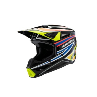 Casque enfant Alpinestars S-M3 Wurx Noir Jaune Fluo Blue Rouge Brillant 