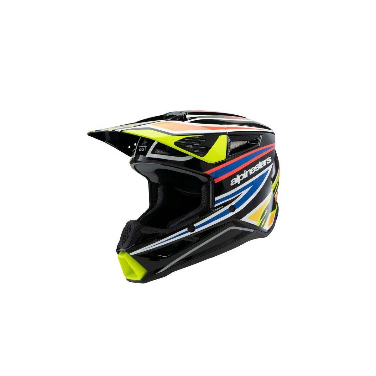 Casque enfant Alpinestars S-M3 Wurx Noir Jaune Fluo Blue Rouge Brillant 