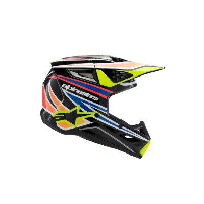 Casque enfant Alpinestars S-M3 Wurx Noir Jaune Fluo Blue Rouge Brillant 