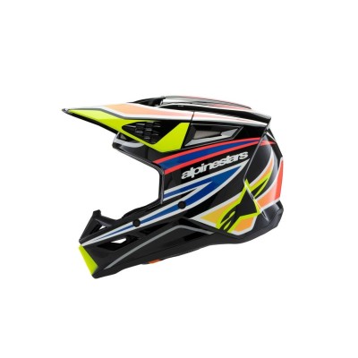 Casque enfant Alpinestars S-M3 Wurx Noir Jaune Fluo Blue Rouge Brillant 