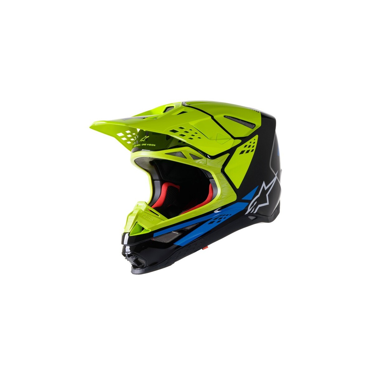 Casque Alpinestars Supertech S-M8 Factory Noir Jaune Fluo Bleu Brillant 