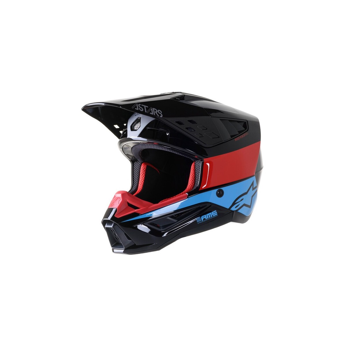 Casque Alpinestars S-M5 Bond Noir Rouge Cyan Brillant 