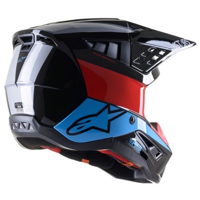 Casque Alpinestars S-M5 Bond Noir Rouge Cyan Brillant 