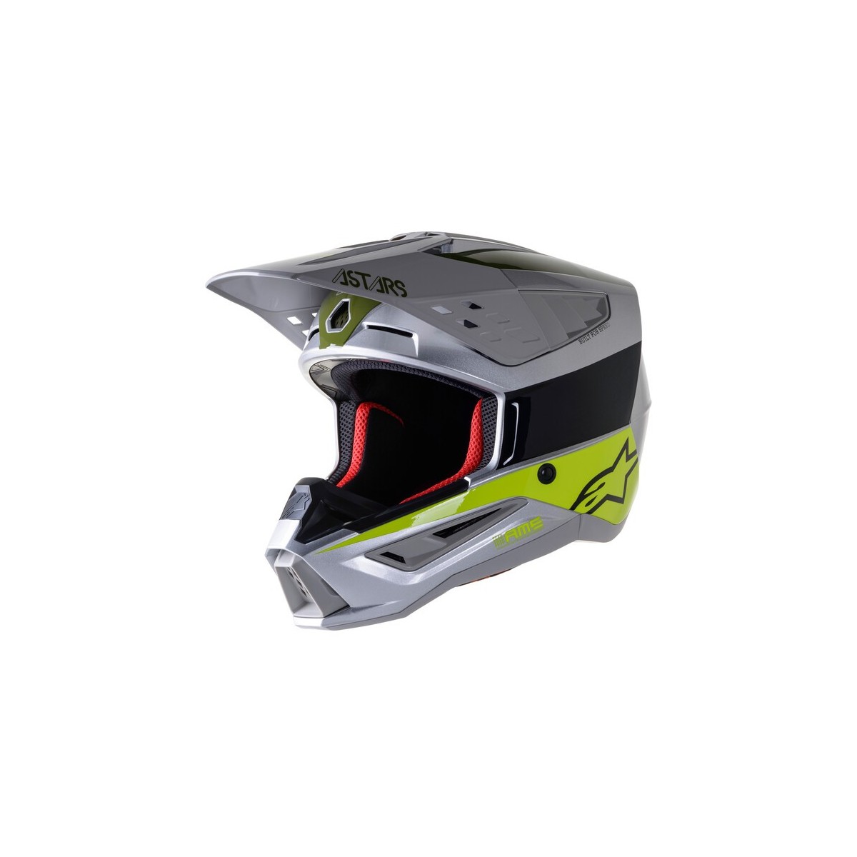 Casque Alpinestars S-M5 Bond Argent Jaune Fluo Vert Militaire Brillant 