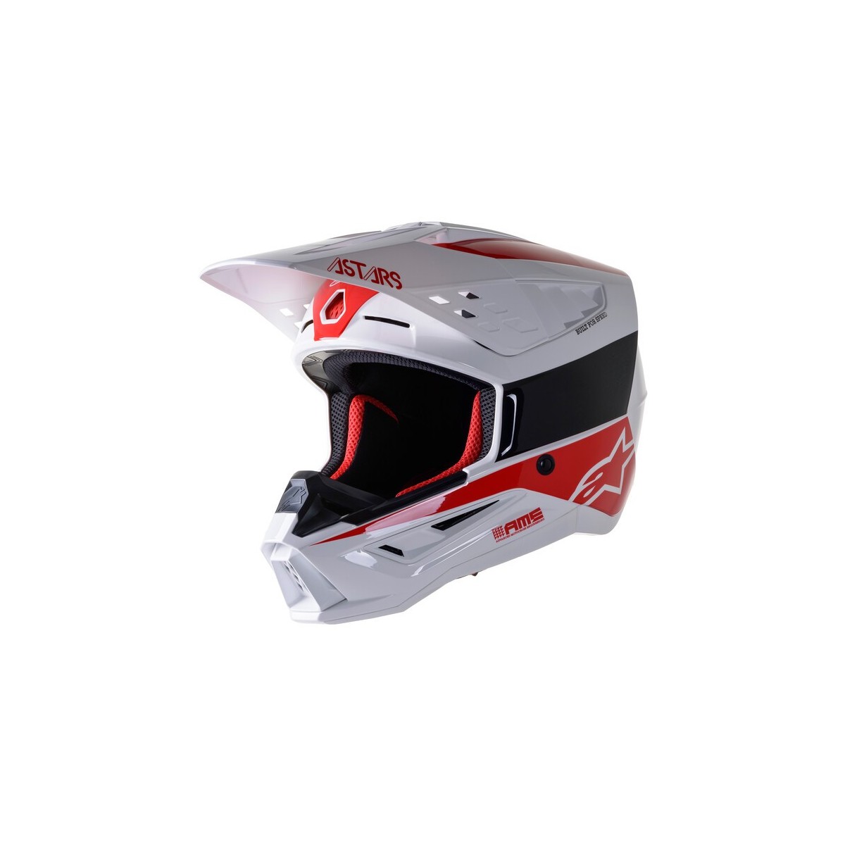 Casque Alpinestars S-M5 Bond Blanc Rouge Brillant 