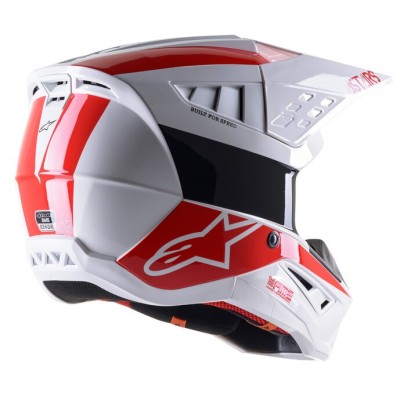 Casque Alpinestars S-M5 Bond Blanc Rouge Brillant 