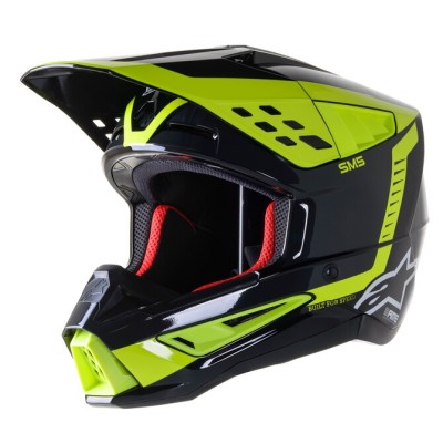 Casque Alpinestars S-M5 Beam Noir Anthracite Jaune Fluo Brillant 