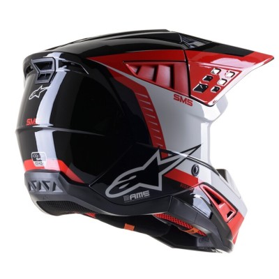 Casque Alpinestars S-M5 Beam Noir Gris Rouge Brillant 