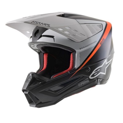 Casque Alpinestars S-M5 Rayon Noir Blanc Orange Fluo Matt 