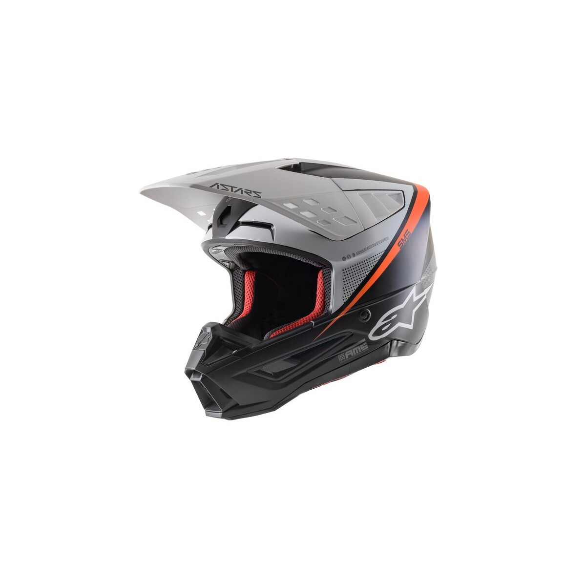 Casque Alpinestars S-M5 Rayon Noir Blanc Orange Fluo Matt 