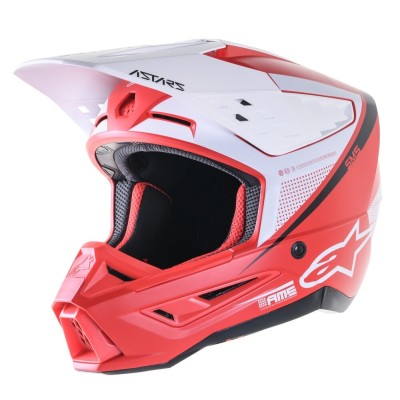 Casque Alpinestars S-M5 Rayon Rouge Brillant Blanc Matt 