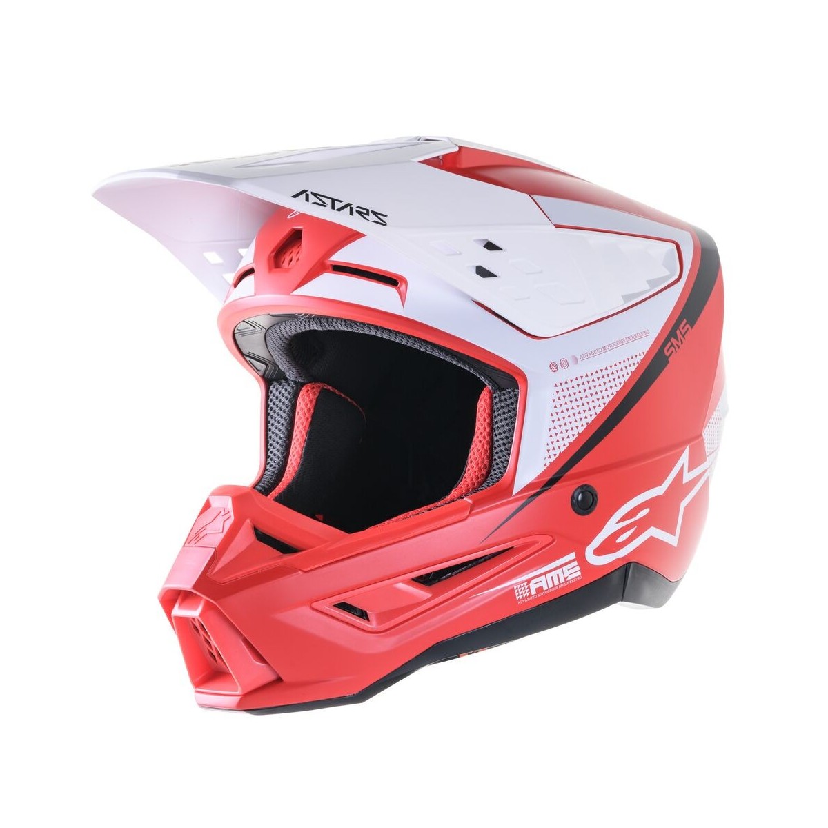 Casque Alpinestars S-M5 Rayon Rouge Brillant Blanc Matt 