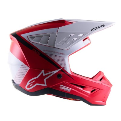 Casque Alpinestars S-M5 Rayon Rouge Brillant Blanc Matt 